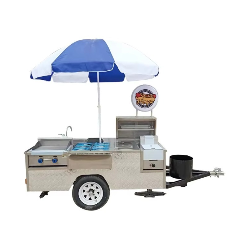 Hot Dog Vending Cart - Voll Ausgestatteter Maßgefertigter Edelstahl-Hot-Dog-Wagen, Mobiler Straßenverkaufs-Food-Cart