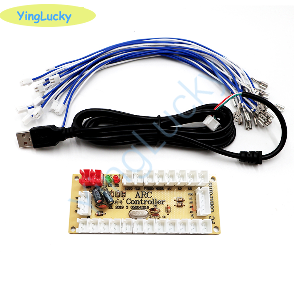 Arcade Button Pcb - 2-Spieler-Zero-Delay-Arcade-USB-Encoder, PC-zu-Joystick-Arcade-Rocker-Leiterplatte, Bedienfeld für MAME-Gaming